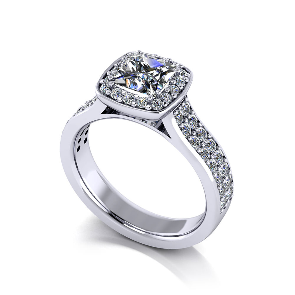 Princess Pave Halo  Engagement  Ring  Jewelry Designs