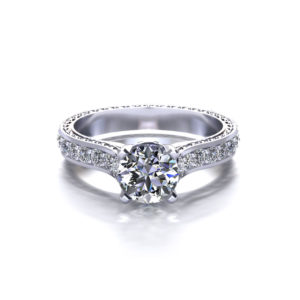 Embossed Round Engagement Ring