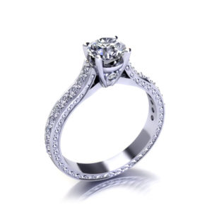 Embossed Round Engagement Ring-angle