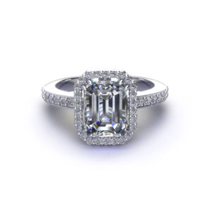 Halo Emerald Cut Engagement Ring