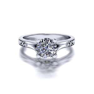 Scrolling Prong Engagement Ring