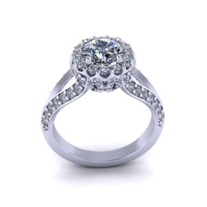 Intricate Round Halo Engagement Ring