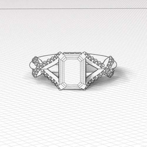 Crossover Emerald Cut Engagement Ring