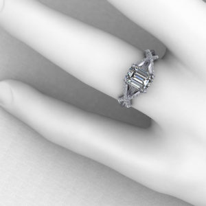 Crossover Emerald Cut Engagement Ring