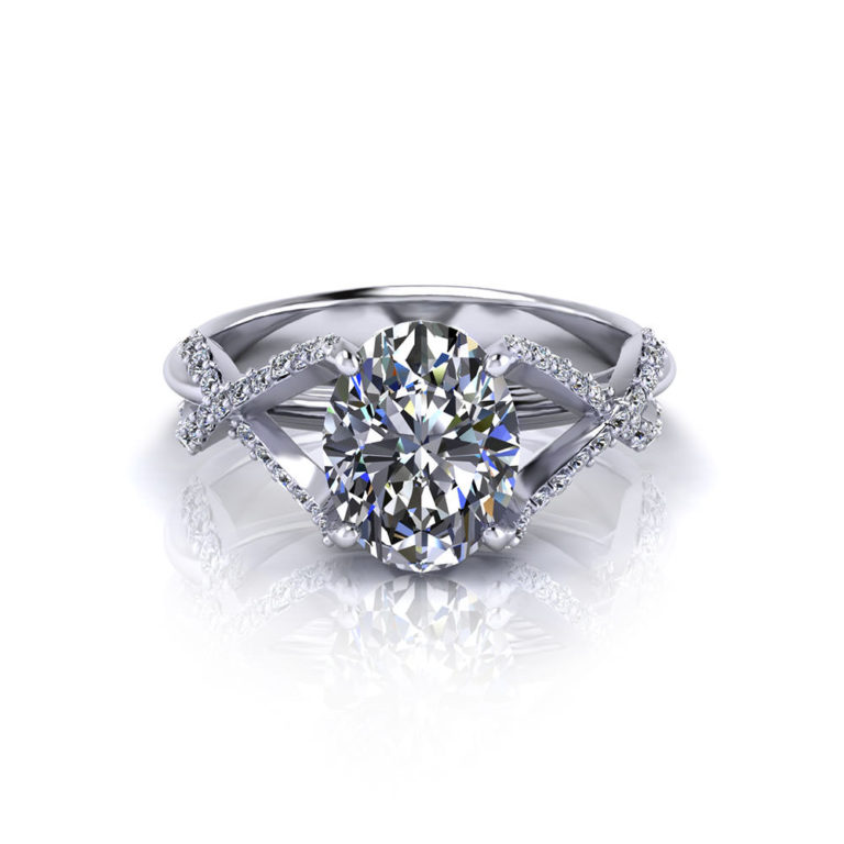 Crossover Oval Engagement Ring - Jewelry Designs