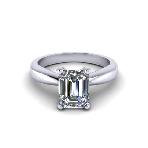 Solitaire Emerald Cut Engagement Ring