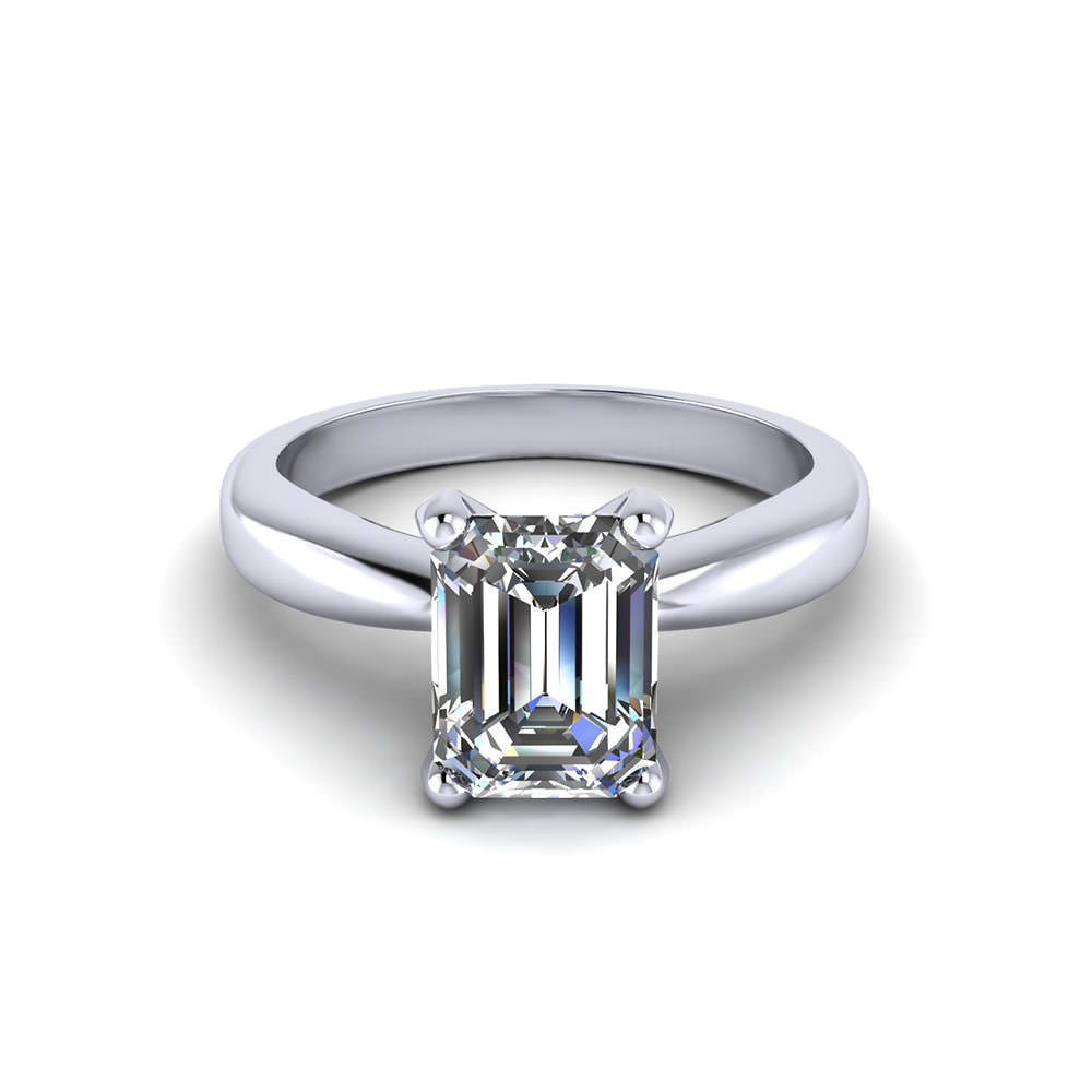 Solitaire Emerald Cut Engagement Ring - Jewelry Designs