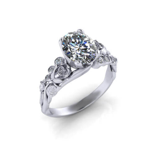 Oval Diamond Rose Engagement Ring