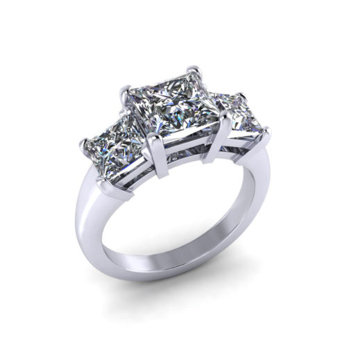 Princess Three Stone Engagement Ring
