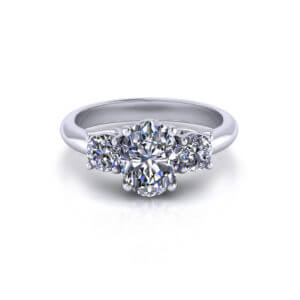 Oval 3 Stone Engagement Ring
