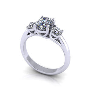 Oval 3 Stone Engagement Ring