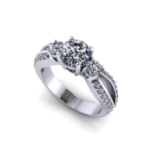 Split 3 Stone Engagement Ring