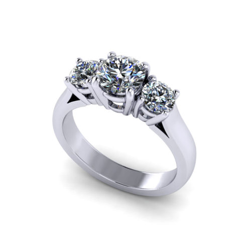 Round Three Stone Engagement Ring