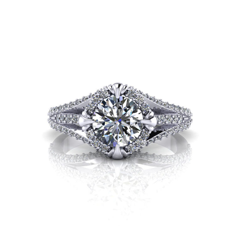 Unique Halo Engagement Ring - Jewelry Designs