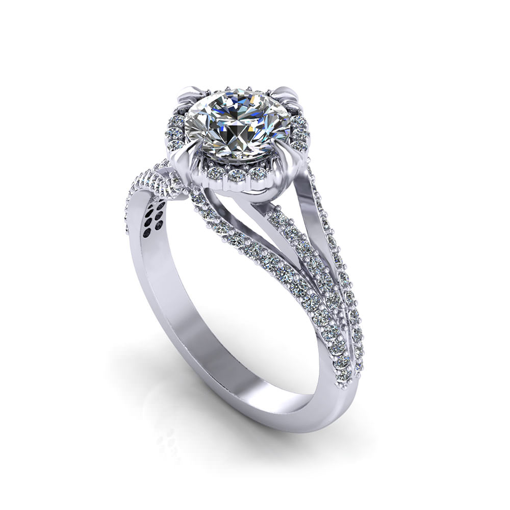 Unique Halo Engagement Ring  Jewelry Designs