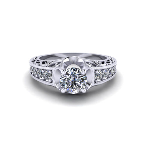 Fluted Filigree Engagement Ring