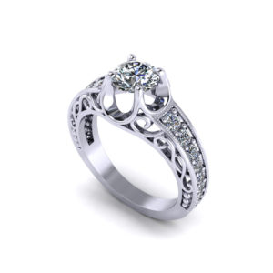 Fluted Filigree Engagement Ring