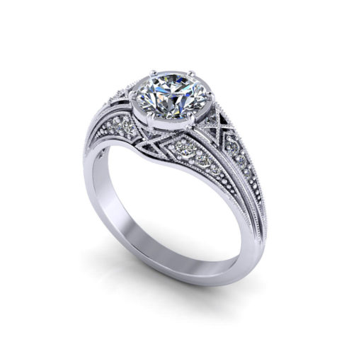 Round Filigree Engagement Ring