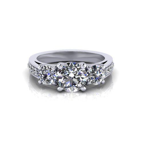 Bridged 3 Stone Engagement Ring
