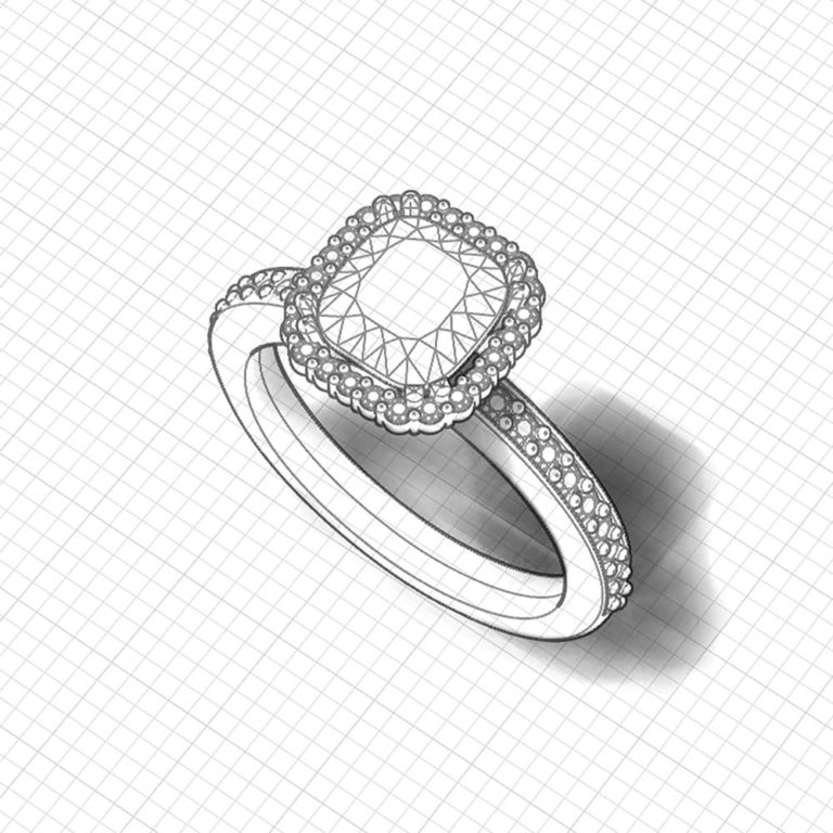 Halo Cushion Engagement Ring - Jewelry Designs