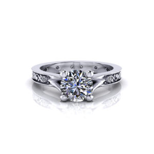 Embossed Diamond Engagement Ring