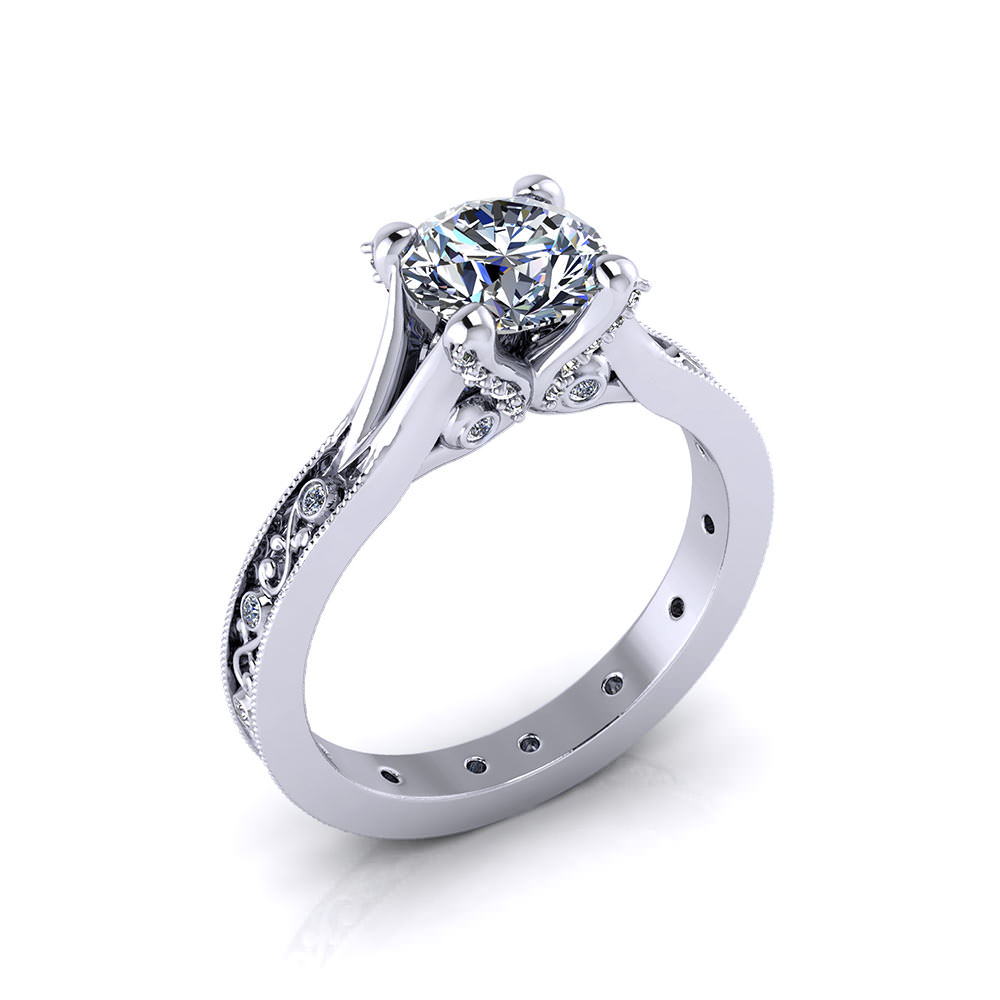 Embossed Diamond Engagement Ring | Jewelry Designs