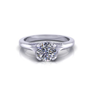 Ribbed Solitaire Engagement Ring