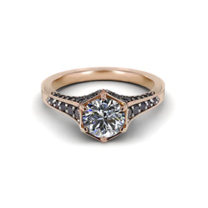 Black Pave Rose Gold Engagement Ring