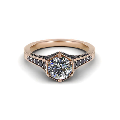 Black Pave Rose Gold Engagement Ring