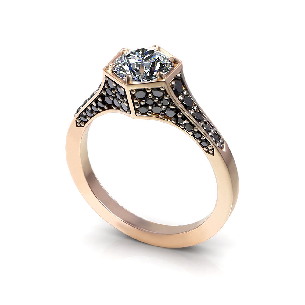 Black Pave Rose Gold Engagement Ring Jewelry Designs
