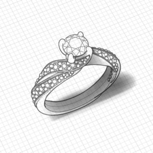 Diamond Ribbon Engagement Ring