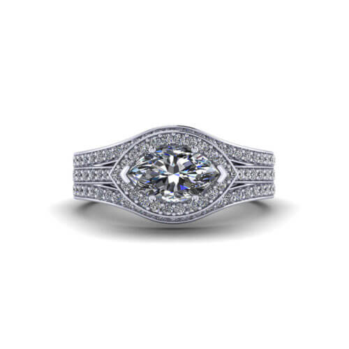 Horizontal Marquise Engagement Ring