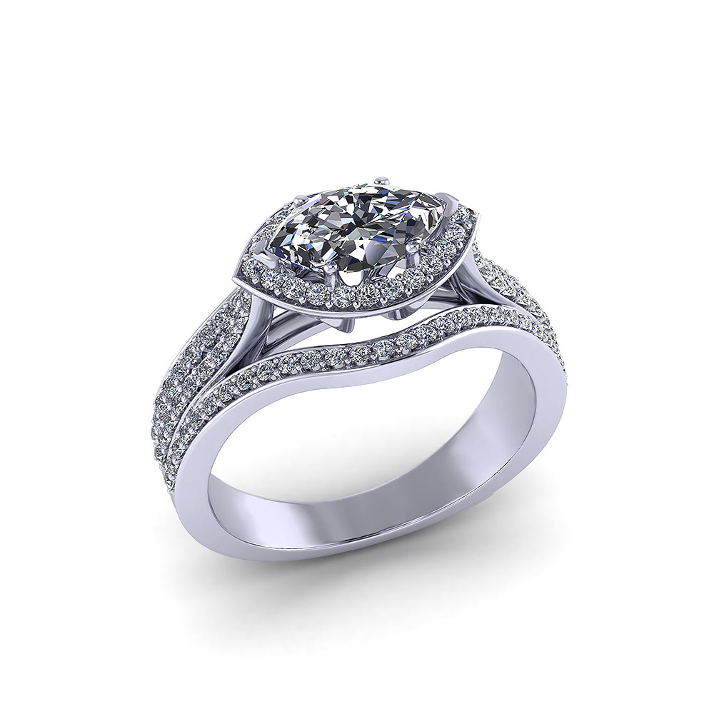 Horizontal Marquise Engagement  Ring  Jewelry Designs