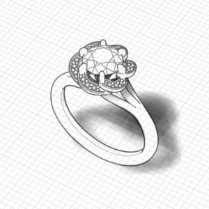 Ruffled Halo Engagement Ring