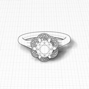 Ruffled Halo Engagement Ring