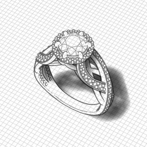 Artistic Halo Engagement Ring