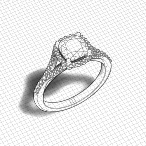 Split Round Halo Engagement Ring