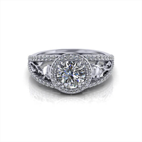 Rose Halo Engagement Ring