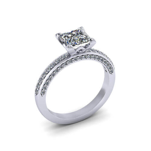 Princess Line Engagement Ring