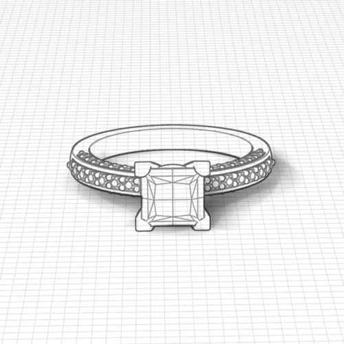 Princess Line Engagement Ring