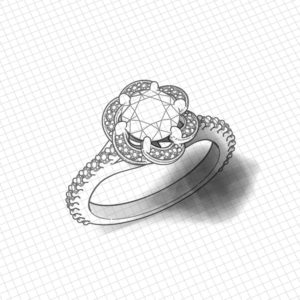 Spiraling Halo Engagement Ring
