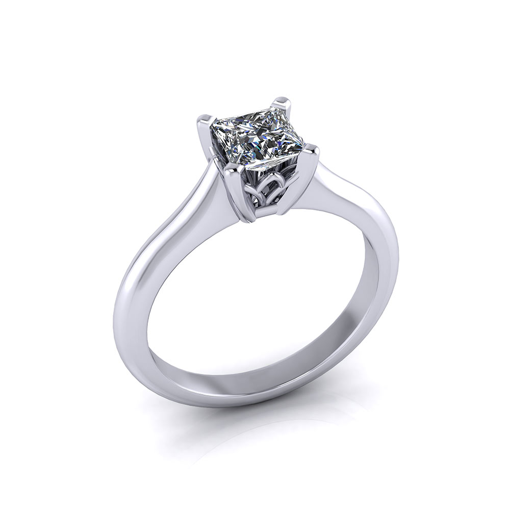 Solitaire Princess Cut Engagement Ring - Jewelry Designs