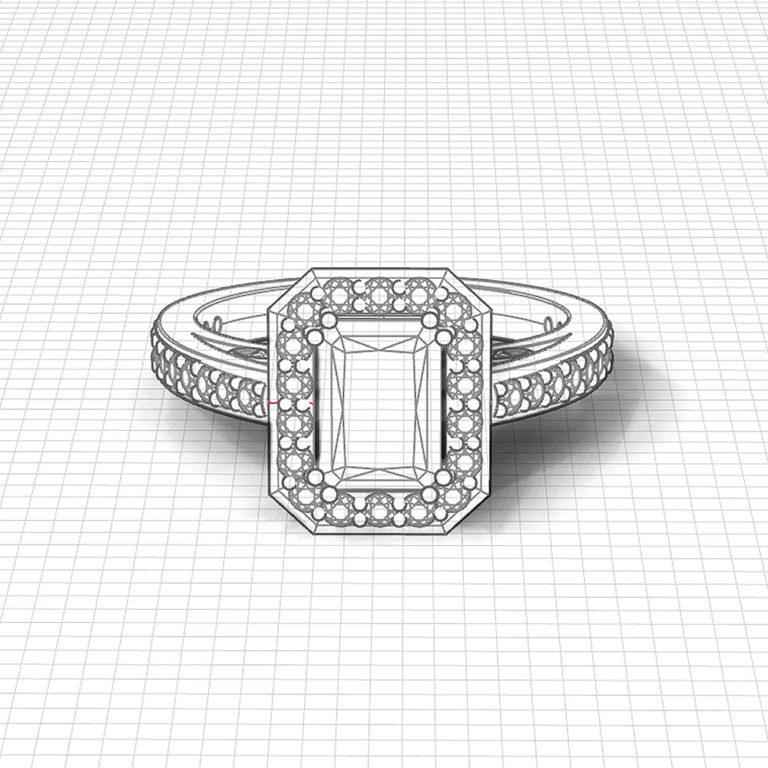 Emerald Cut Diamond Halo Ring - Jewelry Designs