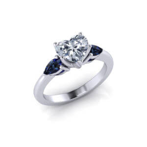 Diamond Sapphire Heart Engagement Ring