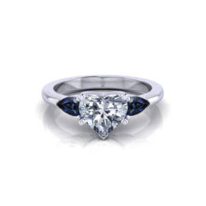 Diamond Sapphire Heart Engagement Ring