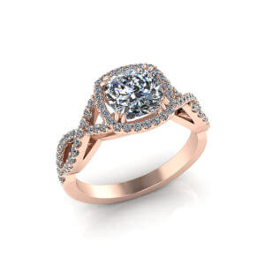 Rose Gold Cushion Halo Engagement Ring