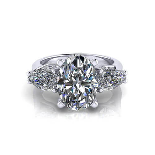 Oval Pear 3 Stone Engagement Ring