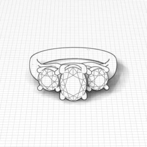 Oval 3 Stone Trellis Diamond Ring