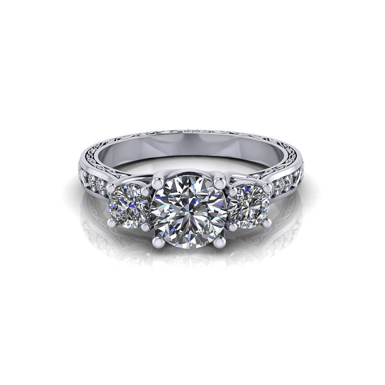 3 Stone Trellis Engagement Ring Jewelry Designs