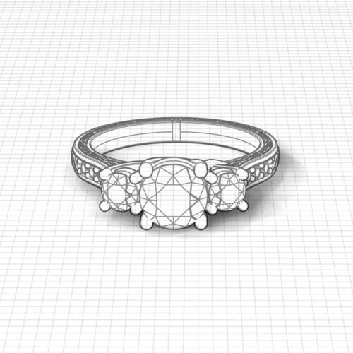 3 Stone Diamond Trellis Ring